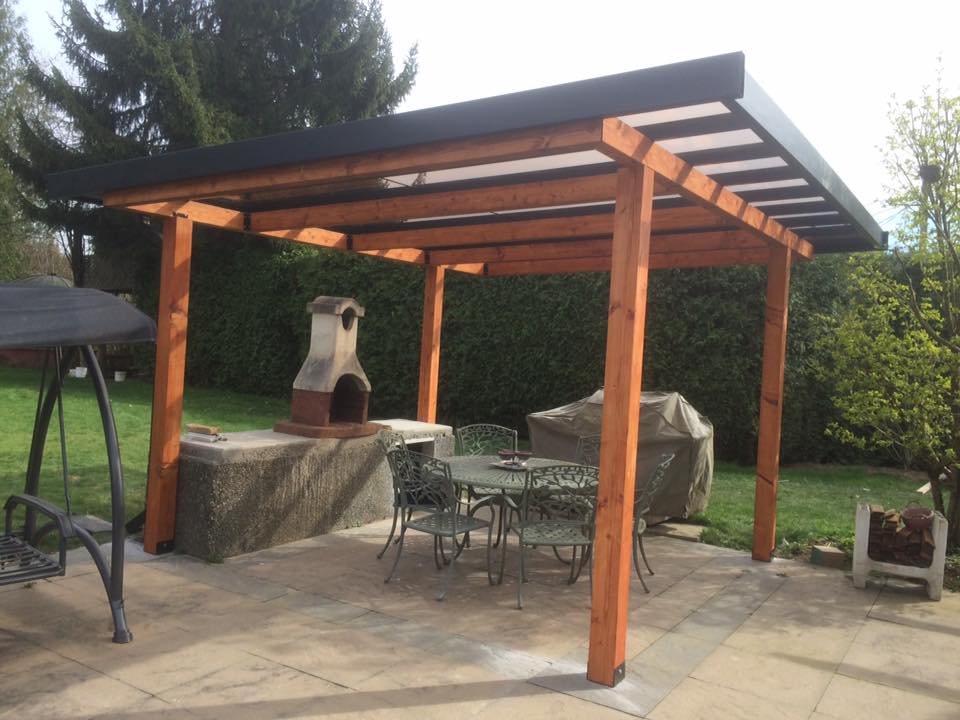 Stand Alone Pergola with Wood Beams